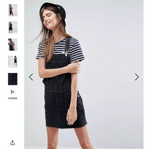 ASOS DESIGN - Denim Overall Dress (Washed Black) Size: 10